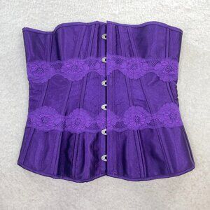 Chicastic Sexy Purple Satin Lace Corset Bustier w/ Boning Size Small